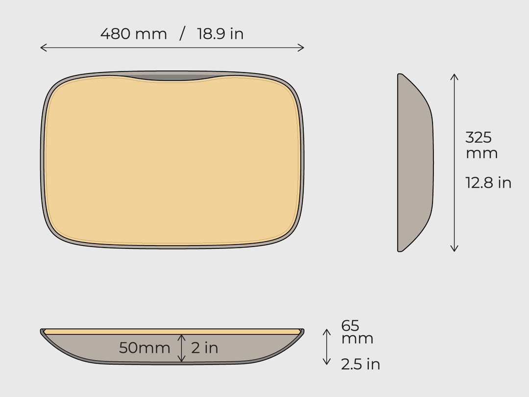 Dimension size spec of Objct Lapod Lap Desk. Length, width, height, weight, storage volume for 13-inch 15-inch 16-inch laptop