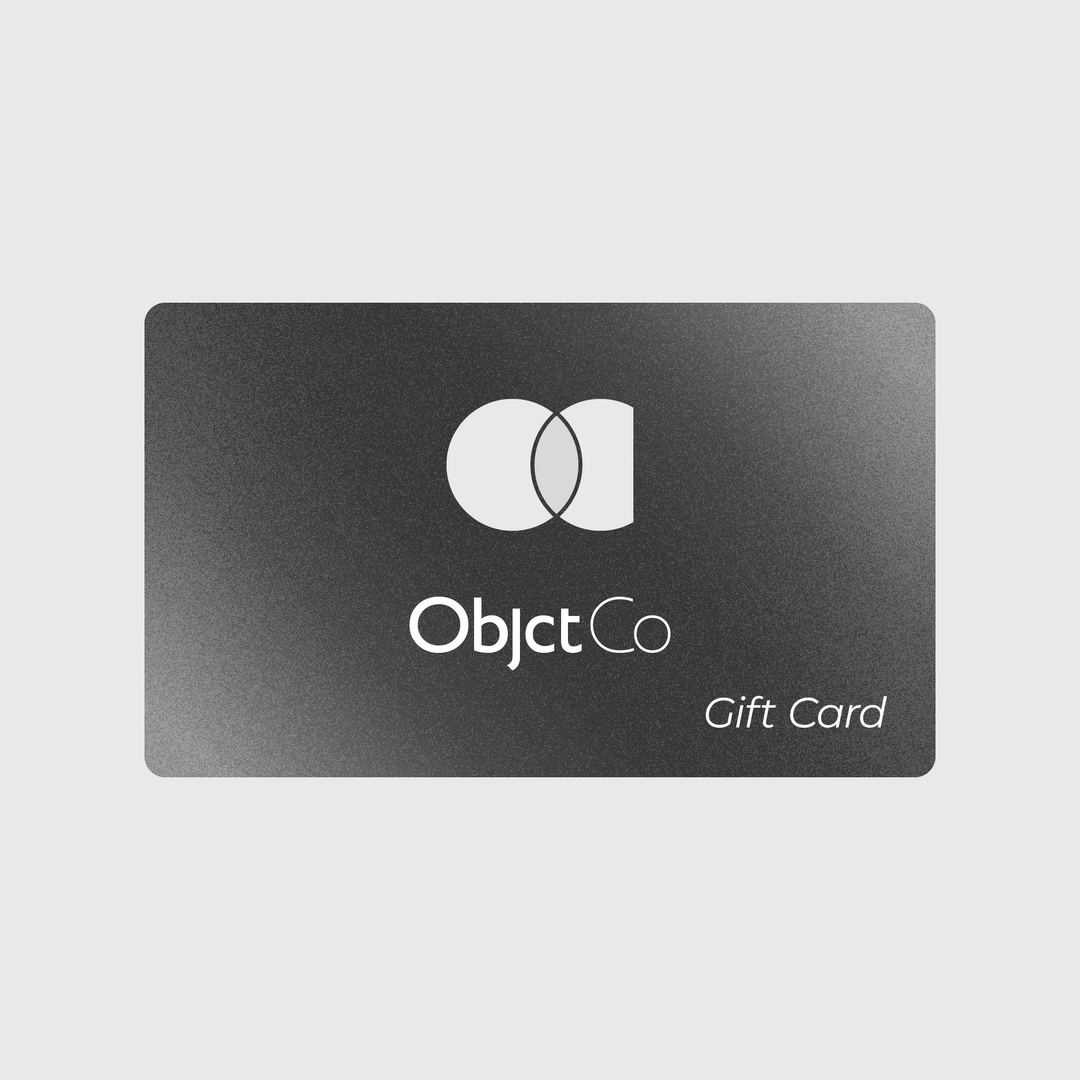 Silver Gift Card for Objct Co with logo and icon