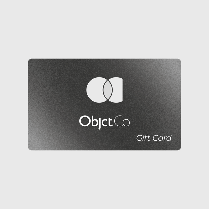 Silver Gift Card for Objct Co with logo and icon