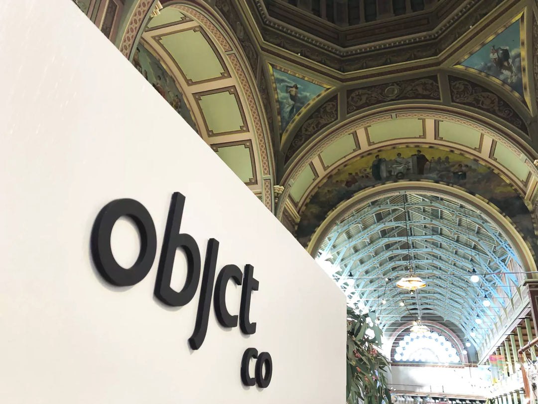 ObjctCo logo entry for design market store at exhibition building in Melbourne Australia