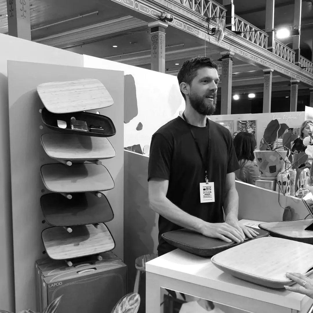 Founder and designer of Objct Co, Tony Heap at big design market stall